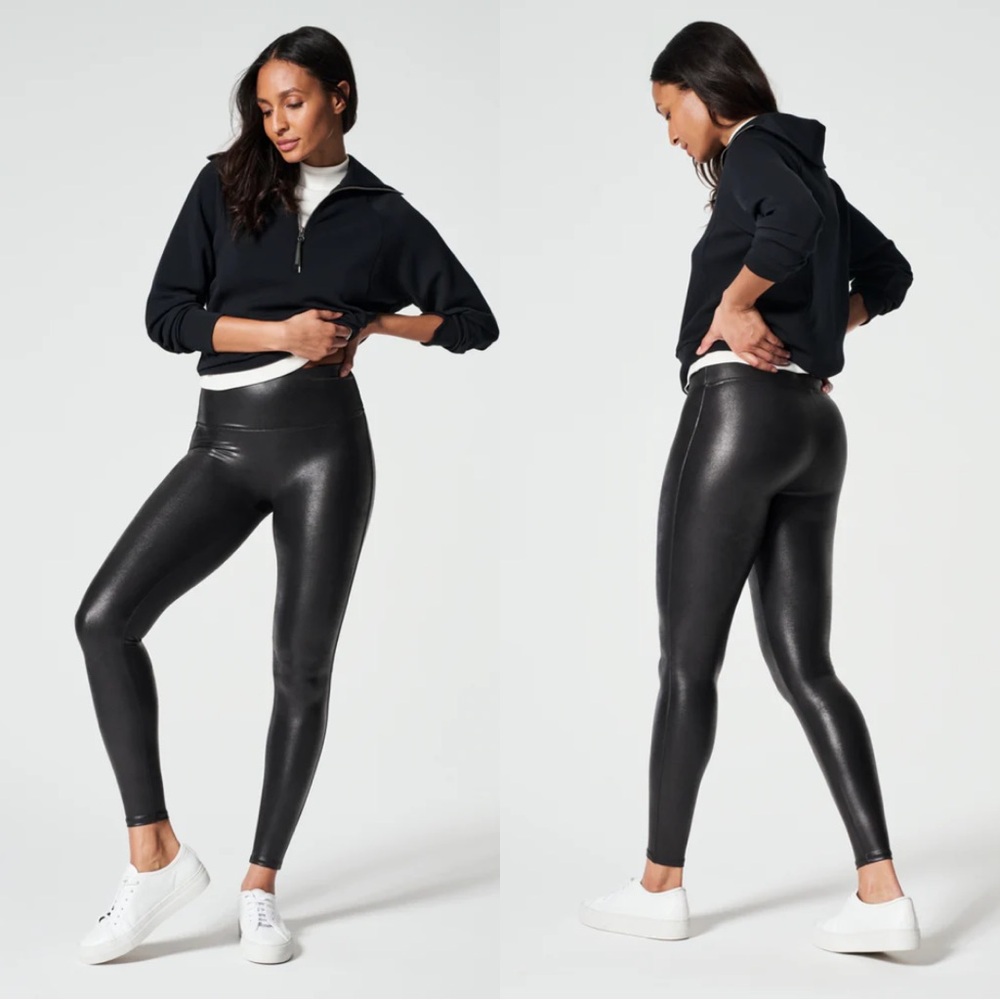 SPANX faux leather leggings petite small